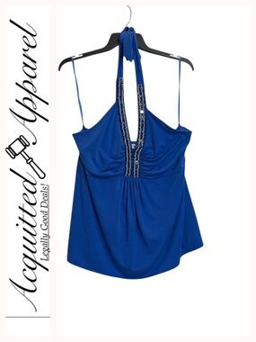 Venezia Blue Beaded Tie Neck Halter Top 18/20